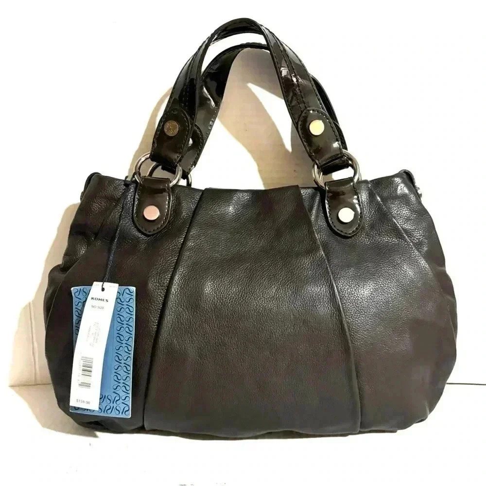 Simply Vera brown leather satchel handbag